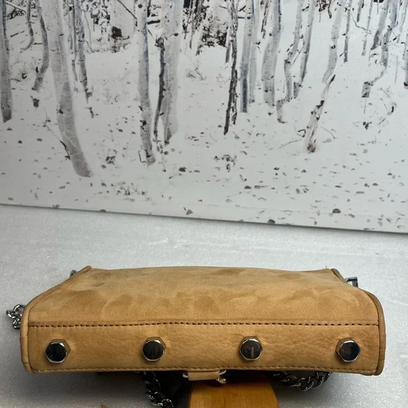Rebecca Minkoff Mini M.A.C.Camel Suede & Leather Crossbody Bag w/a chain strap - Picture 8 of 12